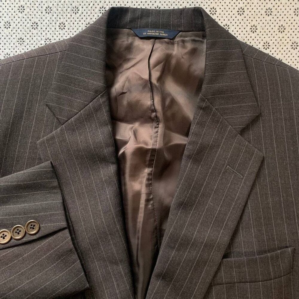 Brooks Brothers 40SH Mens 100% Wool Pinstripe Suit Jacket Blazer Made USA 40 SH